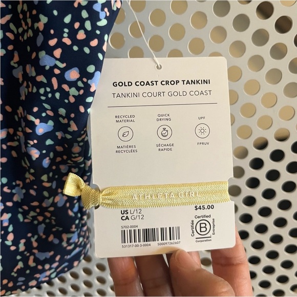 Athleta Girl Coast Cropped Tankini Size L/12 in Terrain Texriee Navy Swim NWT - Picture 8 of 9